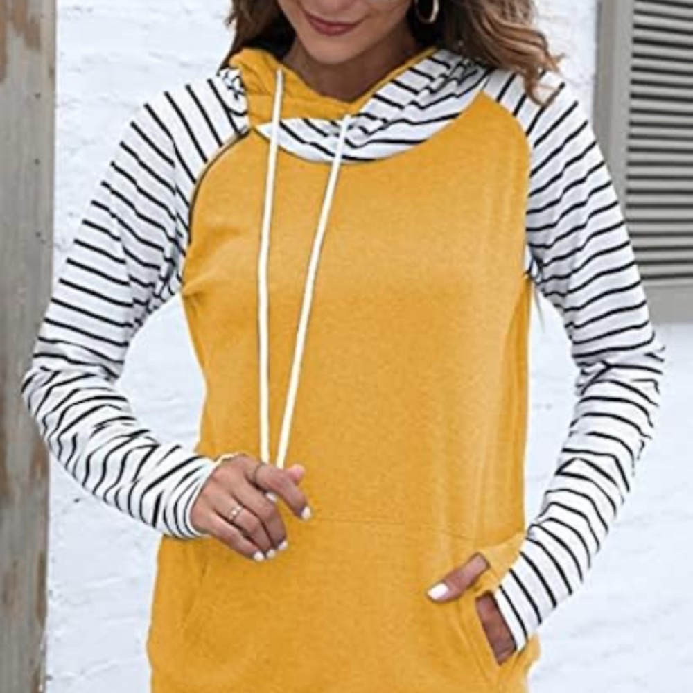 Ampersand Ave NWT Striped Mustard Hoodie